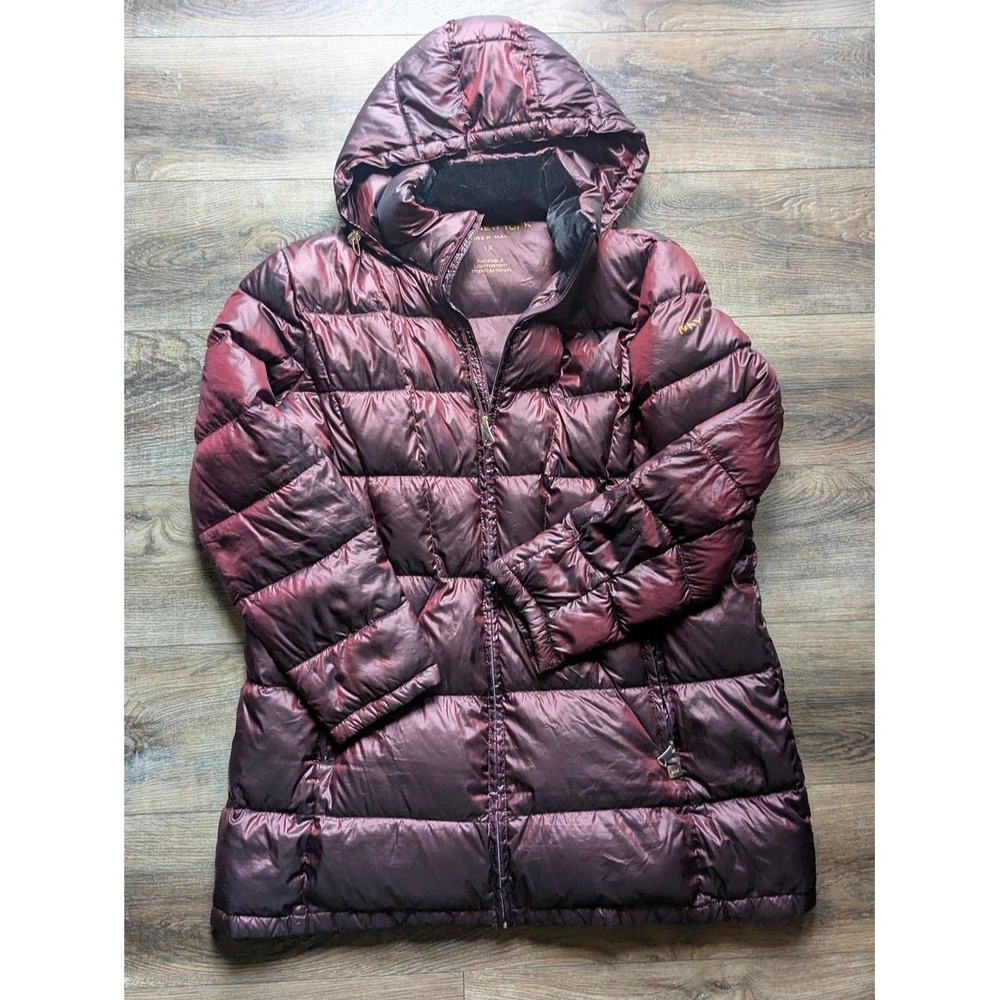 Andrew Marc New York Womens Packable Lightweight Down Puffer Coat XL Burgundy